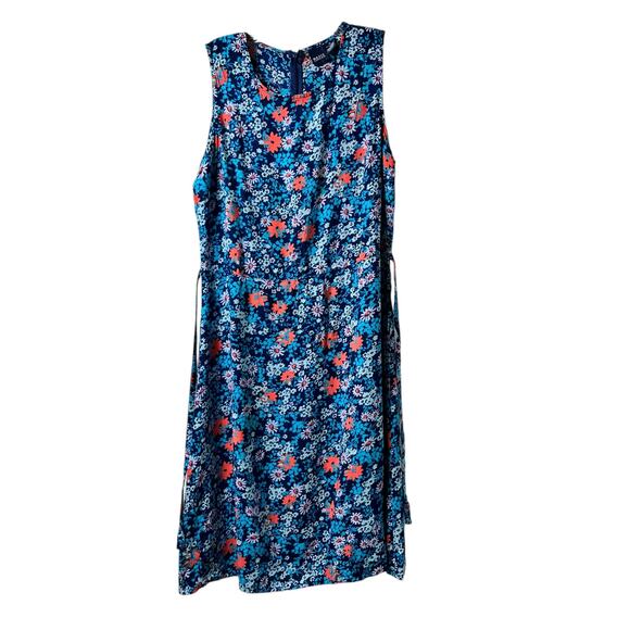 Blue Floral Rayon Sleeveless Rayon Dress Beach Vacation Resort 10 (2795)‎ - Picture 1 of 4